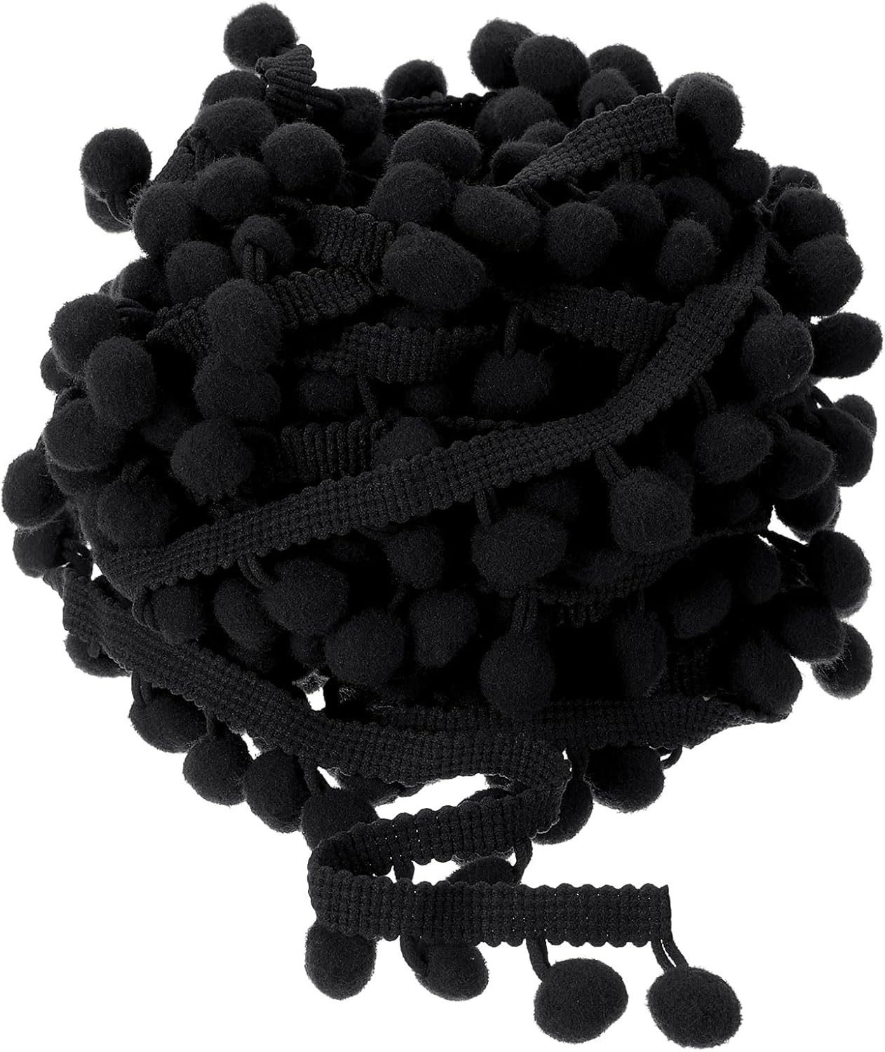 uxcell 20 Yards Pom Pom Ball Fringe Trim, Ribbon Sewing Accessory DIY Crafts for Home Curtain Clothes Pillow Decoration 12mm, Black