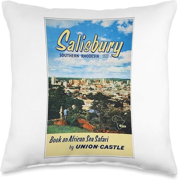Visit Salisbury Rhodesia - Retro Rhodesian Tourism Poster Throw Pillow