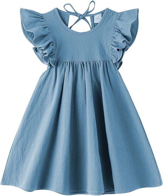 Toddler Baby Girl Cotton Linen Ruffle Halter Dress | Sleeveless with ruffled, Solid color, Summer, Kids sundress