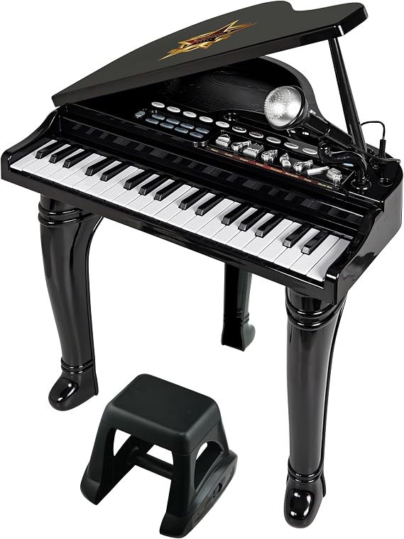 Winfun Symphonic Grand Piano Set for Kids 3+ Years 37 Keys 15 Demo Songs 8 Instruments & Rhythms Record & Playback Detachable Microphone Concert Stool Educational Music Toy