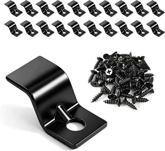 Table Top Fasteners, Z Clips for Table Tops 20 Packs (Black)