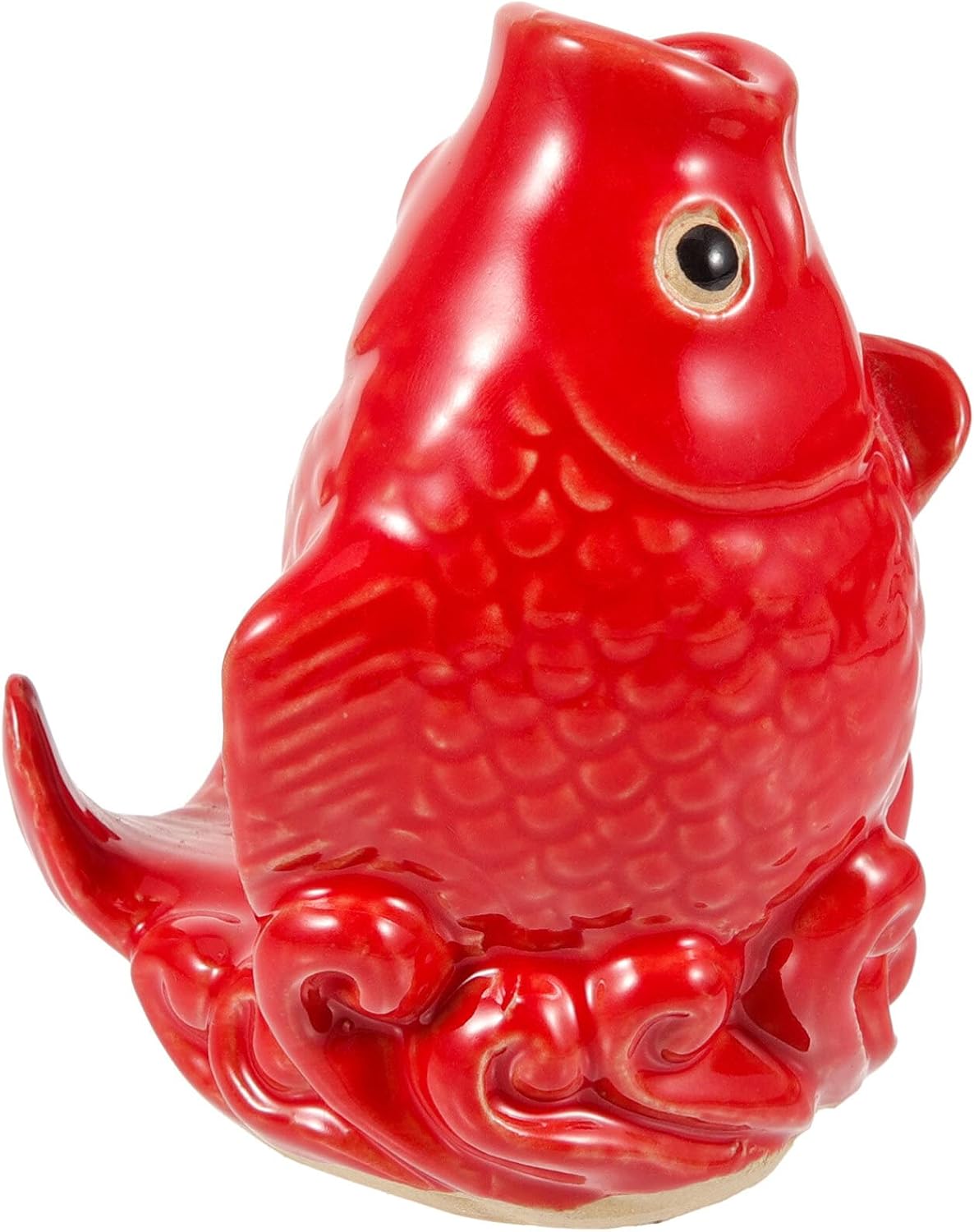 Carp Fish Fountain Spitter Garden Ceramic Carp Statue Figurine Decor Ceramic Water Fountain Spitter for Patio Deck and Home