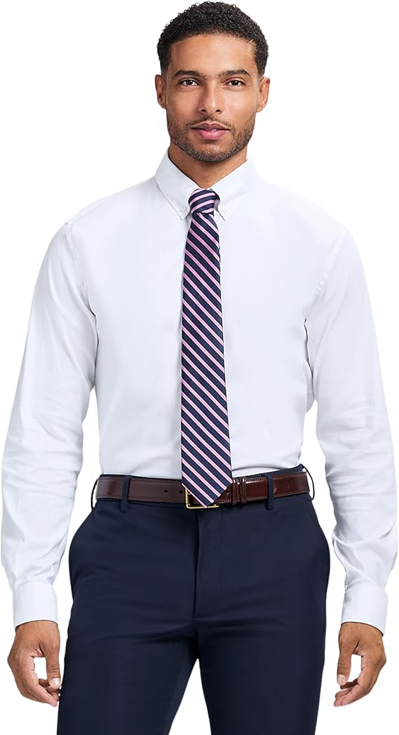 Izod Men's Slim Fit Dress Shirt Long Sleeve Wrinkle Free Stretch Button Down Collar