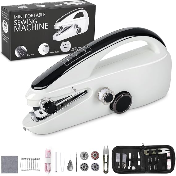 Mini Handheld Sewing Machine, Fast Sewing with Two Speeds, Two Power Supply for Sewing Clothes, Fabric, DIY Home Machine for Beginners
