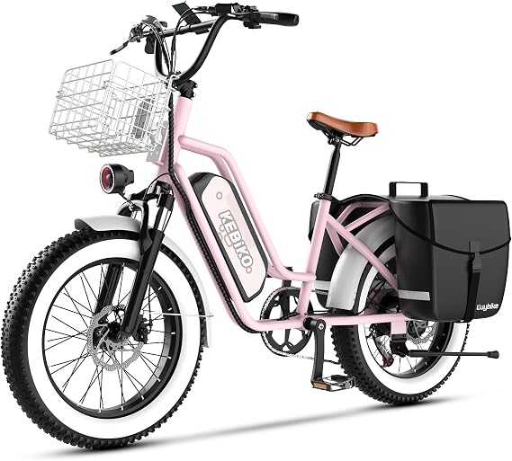 EUYBIKE Electric Bike for Adults, 20"x 4" Fat Tire Cargo Ebike with Seat, 1450W Peak 2 Seater Commute Bike with 48V 20AH Removable 960WH Battery, 80 Miles Max Range 7-Speed Step-Thru Electric Bicycle
