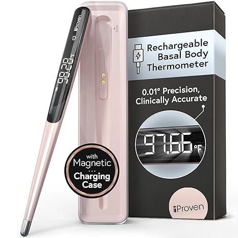 iProven Rechargeable Basal Body Thermometer, 0.01 Precision, Silent Buzz