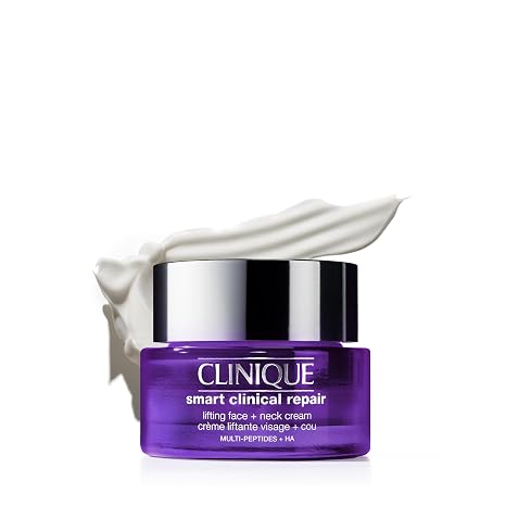 Clinique Smart Clinical Repair Anti Aging Lifting Face + Neck Cream with Peptides + Hyaluronic Acid For All Skin Types | Hydrating