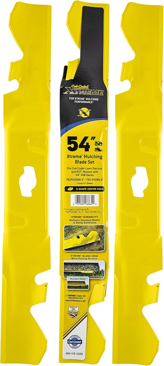 CUB CADET 490-110-F205 Xtreme Blade Set 54" Deck CMXGZAM110205 742P05086-X | Fits Fab ZTS2 ZT2 ZT1 XT1 ST54 GT54 54P 54