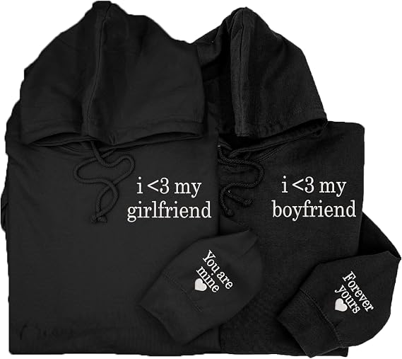 Embroidered Matching Couple Hoodies Boyfriend and Girlfriend I Love My Girlfriend Boyfriend Couple Valentine