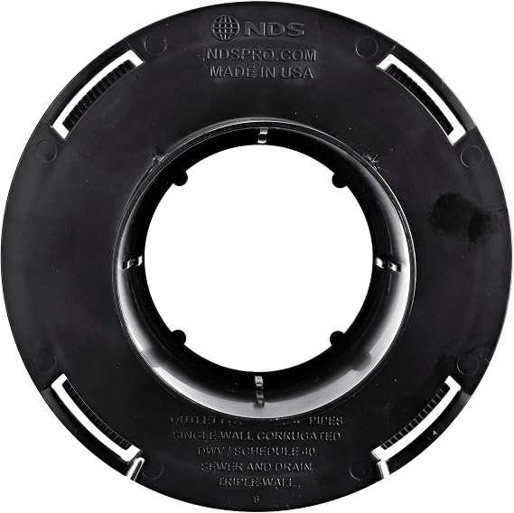 NDS 1244 Outlet Adapter for Catch Basin Fits 3 in. & 4 in. Drain Pipes, Black