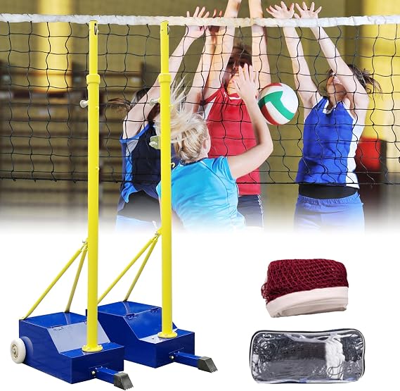 Volleyball Poles, Volleyball Net for Backyard Adjustable Height Poles, Outdoor Portable Volleybal Net Training Stands, Heavy Duty Badminton Nets Sets,for Adults Youth