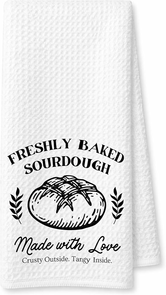 Sourdough Bread Gift Hand Towels for Kitchen Bakery, Bread Baking Gifts, Freshly Baked Sourdough Made with Love Kitchen Dish Tea Towels, Housewarming Gifts, 16x24 Inch