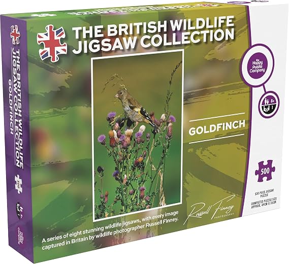 Happy Puzzle Company's Goldfinch 500 Piece Jigsaw Puzzle, Cardboard, Unisex, Ages 12 and Up, 500 Count