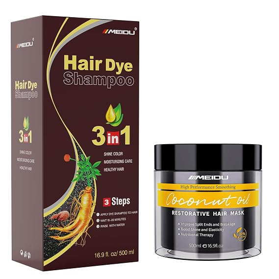 Burgundy Hair Dye Shampoo 3 in 1 for Gray, Hair Mask for Damaged Hair