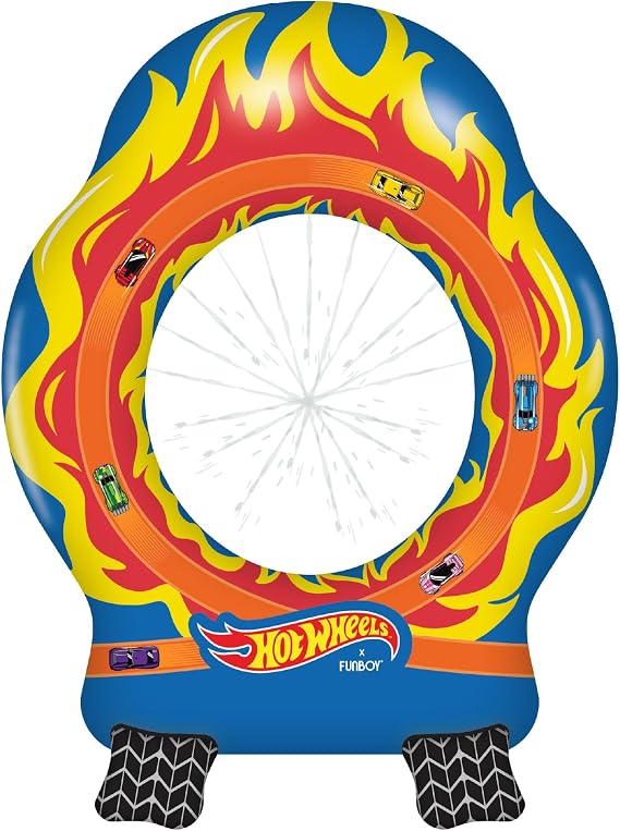 Hot Wheels & FUNBOY Ring of Fire Sprinkler Inflatable Jump Through Outdoor Water Sprinkler for Kids, Backyard Summer Toy, Easy Setup, Ages 8+