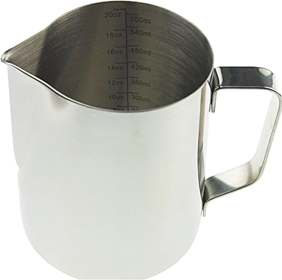 20oz Barista Milk Jug for Coffee Machine, Milk Frothing Pitcher Metal Steamer Ideal Stainless Steel Milk Steaming Jug for Frothing Coffee Machine Accessories
