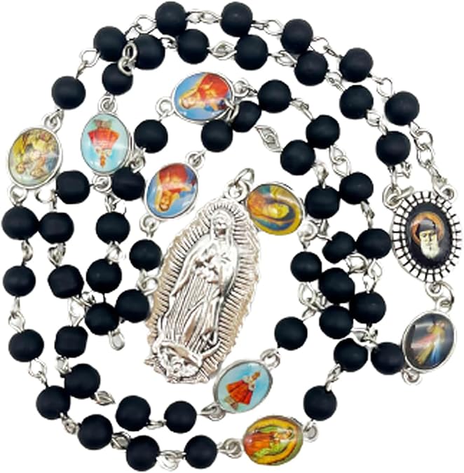 Seven Sorrows of Mary Rosary Black rosary necklace Rosary Catholic Necklace For Praying