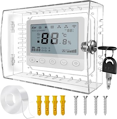 Baby proofing Thermostat Lock Box with Key,Clear Thermostat Cover with Lock for Thermostat on Wall, Thermostat Guard,Universal Thermostat Lock Box Fits Thermostats 4.8 H x 6 W or Smaller