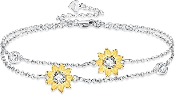 ONEFINITY Sunflower/Highland Cow/Sun Moon Star/Santa Muerte/Skull/Cross/Cardinal Bracelet 925 Sterling Silver Jewellery Gifts for Women Girls Daughter
