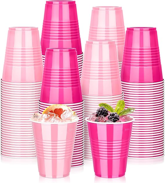 KesaPlan 100 PCS 12 OZ Plastic Party Cups, Pink and Hot Pink Disposable Cup | Disposable Drinking Cup for Valentine's Galentine's Day Bachelor New Year Wedding Birthday Gathering Festive Celebrations