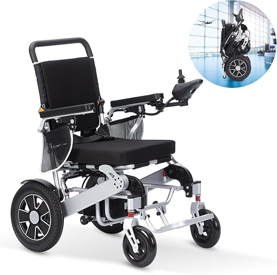Lightweight Electric Wheelchair,20+ Miles Long Range Electric Wheelchair for Adults,All Terrain Intelligent Motorized Wheelchair,Foldable Power Wheelchair,Portable Adults Wheelchairs-Airline Approved