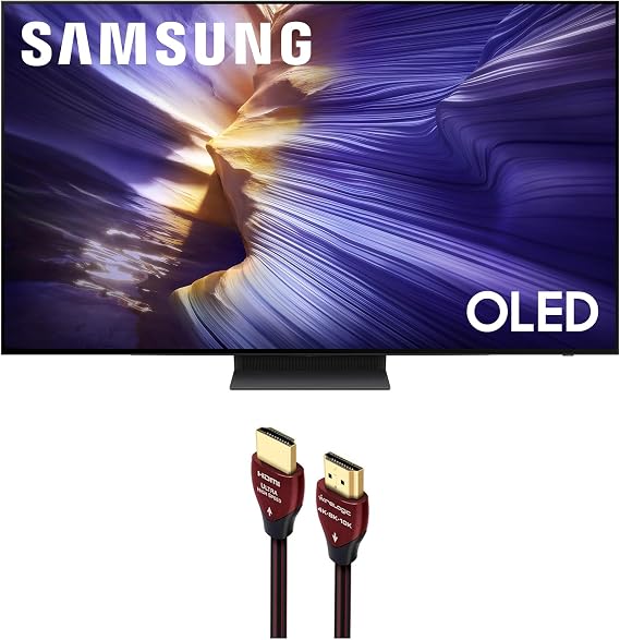 Samsung QN77S90FAFXZA 77 Inch 4K OLED Smart TV with a WireLogic Ruby 8ft Ultra High Speed 4K-8K-10K HDMI Cable (2025)