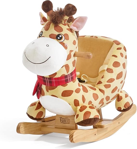 FUNLIO Giraffe Baby Rocking Horse for Toddlers 6 Months to 3 Years, Playful & Vivid Giraffe Rocker for Baby, Stuffed Plush Ride-on Rocking Animal, Easy to Assemble, Nursery, CPC & CE Certified