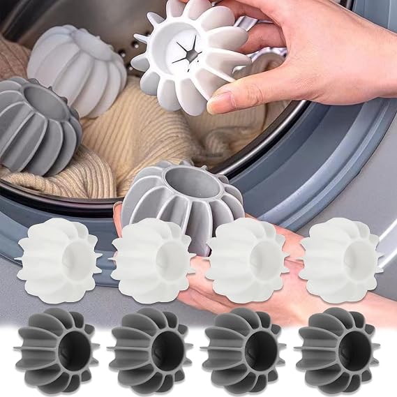 8 Pcs Reusable Laundry Balls Scrubbing Balls Gray White Washing Machine Special Ball Silicone Tidy Clothes Deep Cleaning Anti-Winding