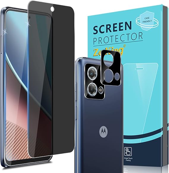 Zeking (2+2 Pack for Motorola Moto G Stylus 5G (2023) Privacy Tempered Glass Screen Protector with Camera Lens Protector, Anti-Spy [Anti-Scratch] HD Clarity 9H Hardness [Bubble Free]