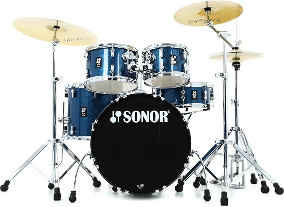 Sonor AQX Studio 5-piece Complete Drum Set - Blue Ocean Sparkle