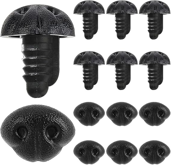 GORGECRAFT 30PCS Large Plastic Matte Safety Noses Crochet Noses Screw Dog Nose Black Teddy Bear Noses Doll Making Supplies Nose for Amigurumi Craft Doll Puppet Plush Bear Accessories, 15mm