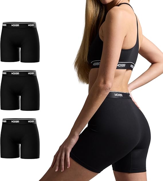 Woxer Womens Baller 5" High Waisted Boy Shorts Underwear Seamless Boxer Briefs, Boyshort Panties, No Show Womens Boxers, Soft Modal Underwear, Chafe-Free, Breathable Boyshorts, Black 2.0 3pk