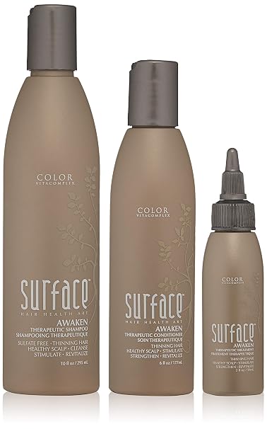 Surface Hair - Awaken Kit: Shampoo, Conditioner, Scalp Elixir and Therapeutic Treatment - for Thinning Hair, Hair Loss and Thickening
