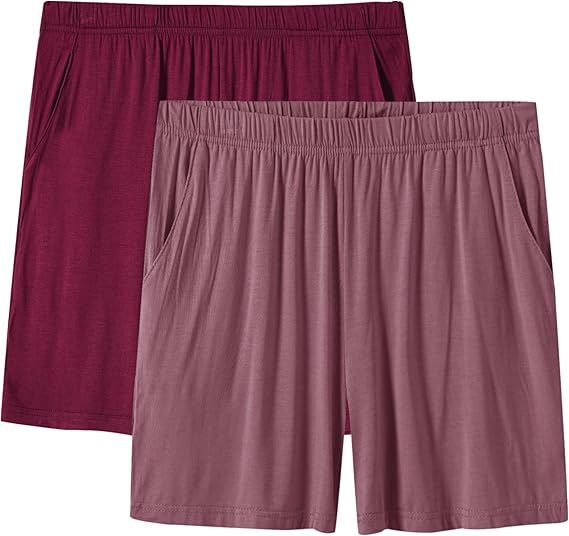 JINSHI Womens Pajama Shorts Soft Comfortable Lightweight Elastic Drawstring Modal Pajama Bottoms Lounge Shorts with Pockets