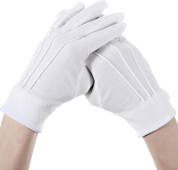 White Cotton Gloves, 9.45 Inch White Gloves Women, Breathable Thin Cotton, Comfortable for Spa, Lotion, Sleeping, Formal, Cosplay, Jewelry Inspection (L)