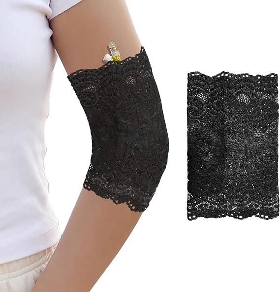 PICC Line Lace Sleeve - Stylish Med Arm Cover, Soft Breathable IV & Cast Protector, Non-Slip Silicone Gasket, 1 Pc