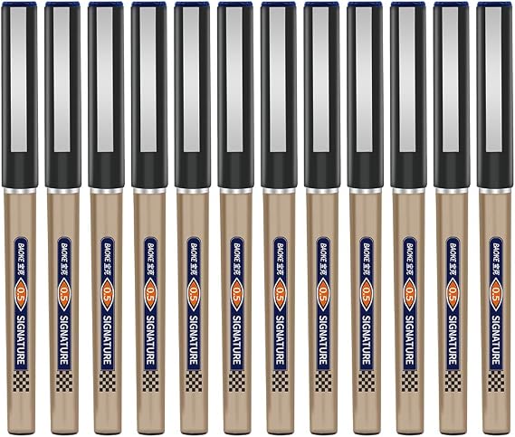 BaoKe Roller Ball Pens, Liquid Gel Needlepoint Pens 0.5mm, Writing Signature for Office, 12Pcs Pack BK111 (blue)