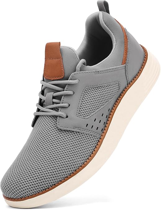 Men's Fashion Dress Mesh Sneakers Casual Walking Business Oxfords Lace-Up Comfortable Breathable Lightweight Shoes