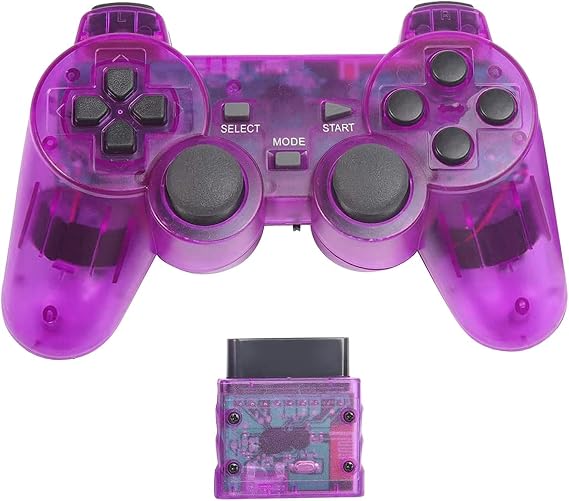 Ps2 用 ワイヤレスコントローラー Dual Shock2 ゲームパット 互換対応 日本語説明書 透明紫