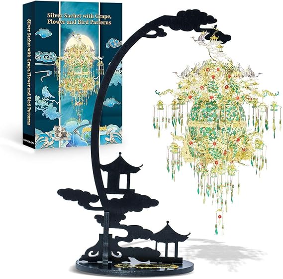Piececool 3D Metal Puzzles for Adults, Silver Sachet with Grape DIY 3D Model Building Kits, Great Halloween, 592 Pcs