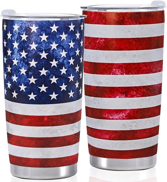 4th Of July Patriotic American Flag Tumbler Gifts for Men Dad Insulated Independence Cups USA Memorial Stainless Steel Day With Lids 20oz Christmas