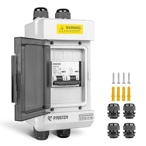 Solar Panels Disconnect Switch 80A 1000VDC PV Shut Off Switch Outdoor 1 in 1 Out Circuit Breaker Box IP66 Waterproof UV-Proof
