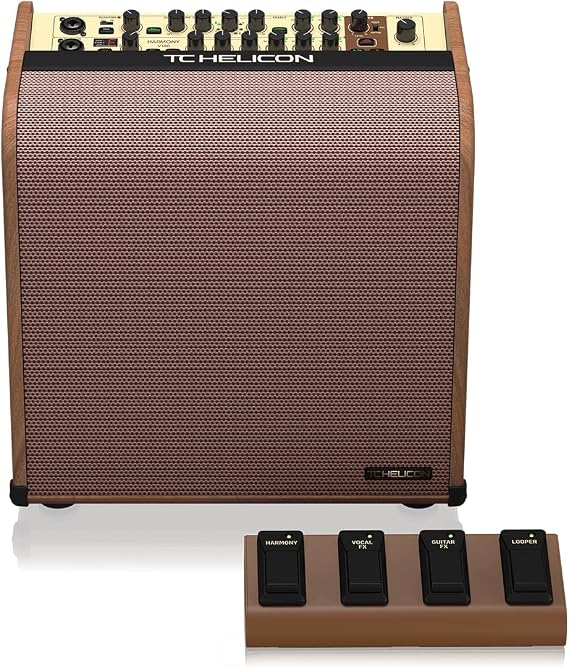 TC-Helicon Harmony V100 100 Watt 2 Channel Acoustic Amplifier with Vocal Processing, Looper, Tannoy Dual Concentric Speaker and 4-Button Footswitch