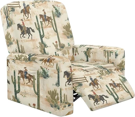 Recliner Chair Covers Western Cowboy Stretch Lazyboy Recliner Sofa Chair Covers Reclining Slipcovers for Living Room Furniture Protector