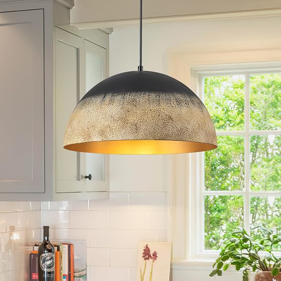 Dome Pendant Light, 15.75" Farmhouse Rustic Pendant Light Fixtures