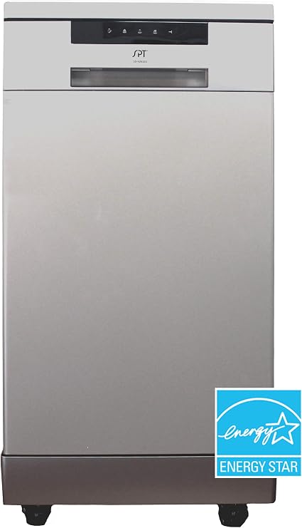 SPT SD-9263SS 18 Wide Portable Stainless Steel Dishwasher with ENERGY STAR, 6 Wash Programs, 8 Place Settings and Stainless Steel Tub