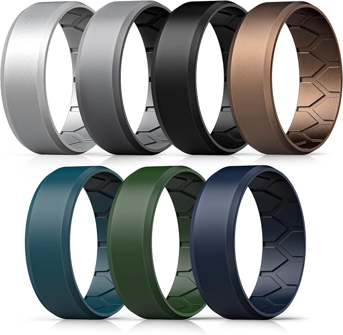 FORTHEE Silicone Wedding Ring for Men, Mens' Rubber Engagement Bands