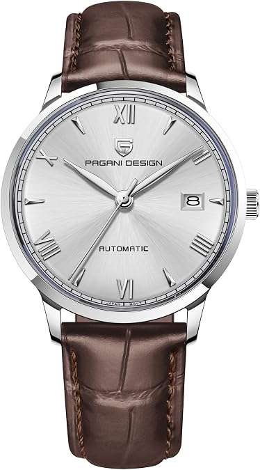 HaiQin Pagani Design Classic Men's Automatic Mechanical Watch Japanese NH35A Movement Synthetic Sapphire Leather Strap Waterproof Casual Business Wristwatch...