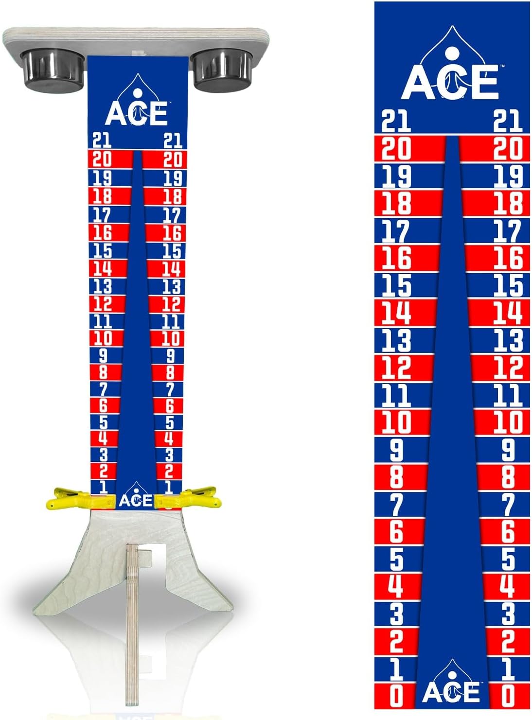 CornholeAce Elite コーンホールスコアボード 高さ3フィートまたは6フィート ハードウェアフリースタンド UVプリントスコアパネル付き 0~21 携帯電話タブレットスコアキーピングエリア ライブストリームシェルフ ドリンクホルダー2個