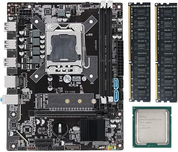 X79 Motherboard Set Kit LGA 1356 with Xeon E5 2420 V2 CPU 8GB(2X4GB) DDR3 Ecc Reg Ram Nvme M.2 -Atx E5-V304